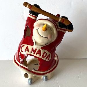 BlueSky Christmas T-Lite Holder by Heather Goldminc Hockey Player Snowman 2012